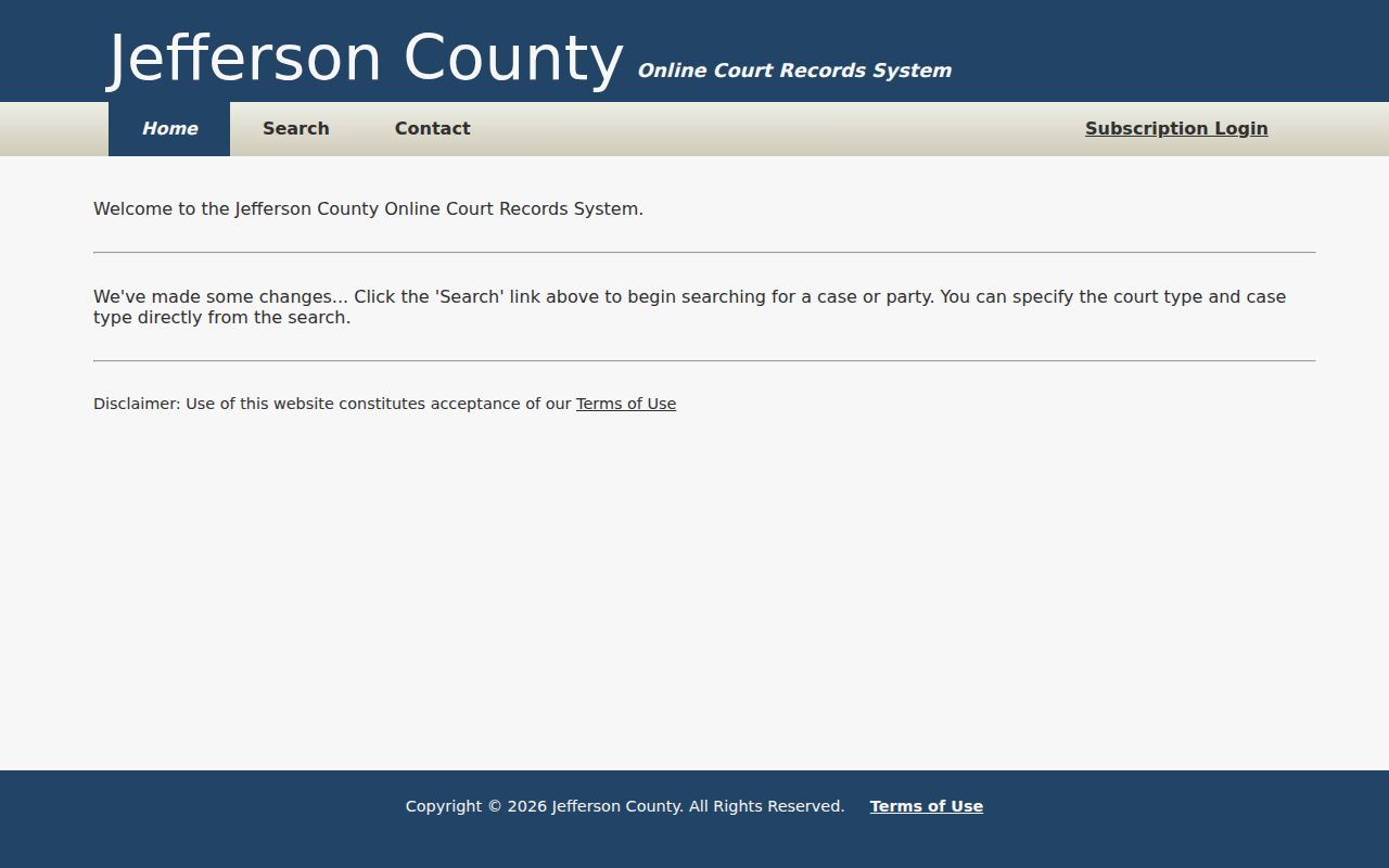 Jefferson County court docket public records home