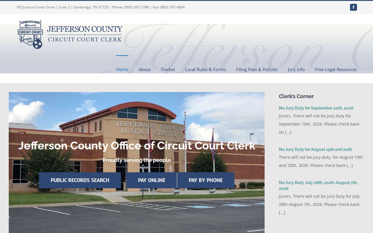 Jefferson County court docket clerk website