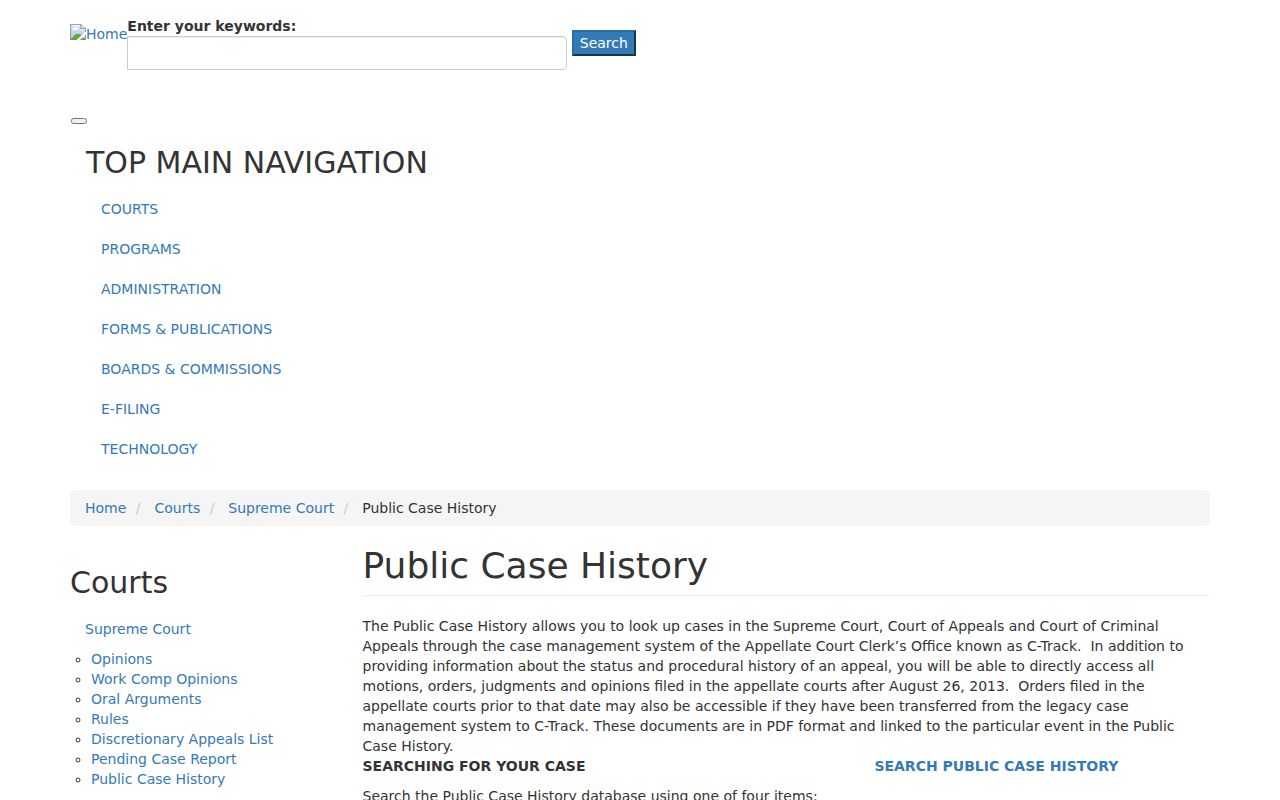 Tennessee appellate Jefferson County court docket search