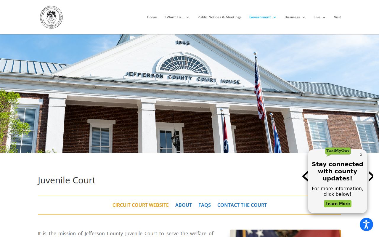 Jefferson County juvenile court information page