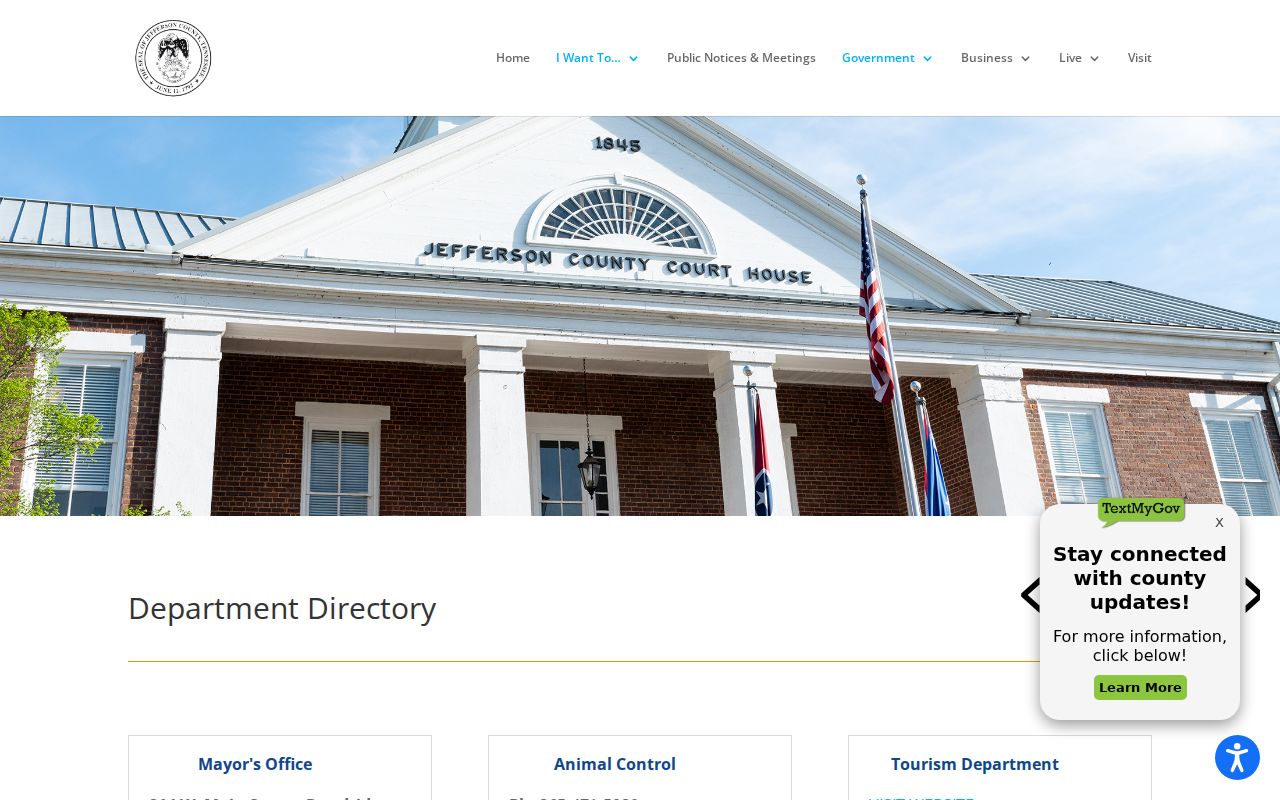Jefferson County department directory for court calendar contacts