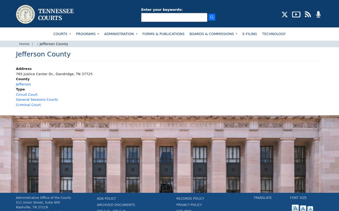 Tennessee courts Jefferson County court information
