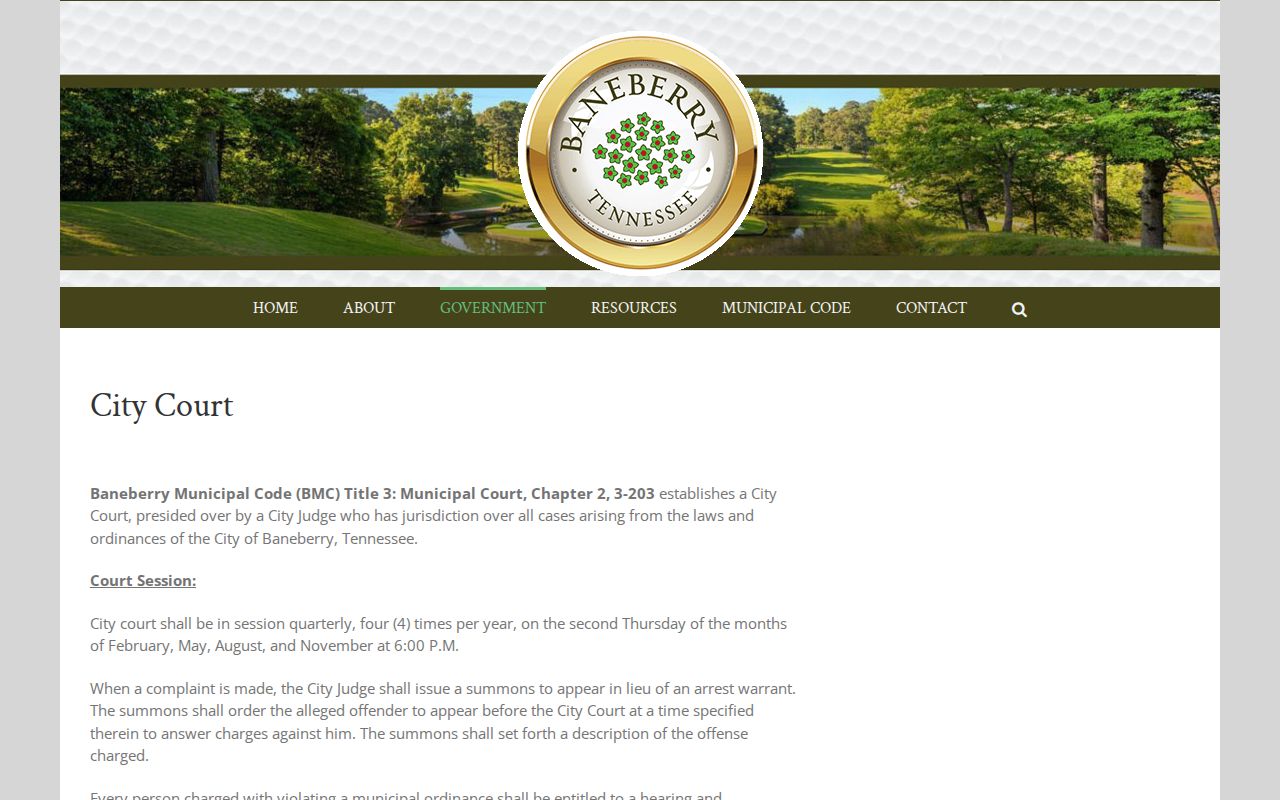 Baneberry court docket quarterly city court page